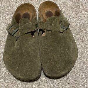 Birkenstock Olive Green Suede Loafers